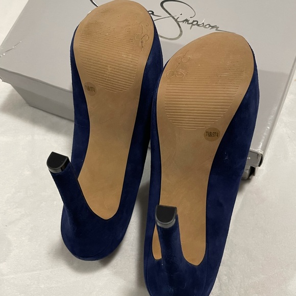 Blue Suede Jessica Simpson Platform Heels - Picture 3 of 5